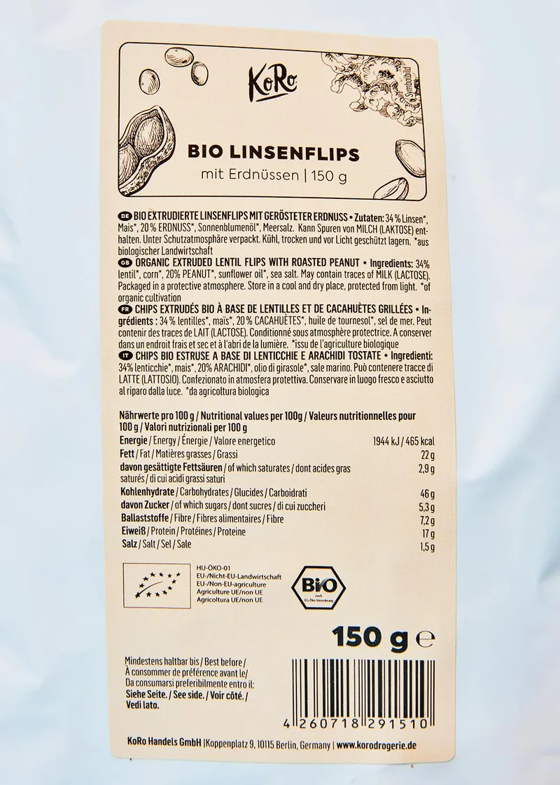 KoRo Bio Linsenflips mit Erdnüssen | 150 g – Produktbild 3 von 5