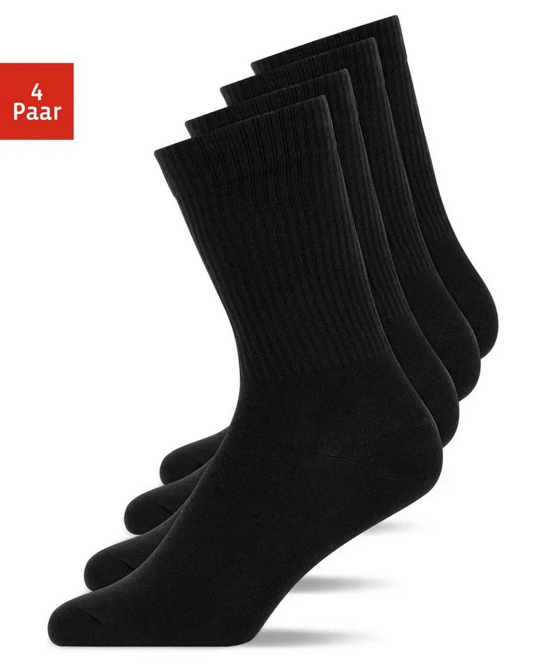 SNOCKS Tennissocken Cleane Sportsocken (4-Paar) aus Bio-Baumwolle, stylish für jedes Outfit, Schwarz, – Produktbild 1 von 5