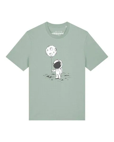 watapparel watapparel T-Shirt Unisex Kleiner Astronaut mit Luftballon, Aloe, – Produktbild 1 von 2