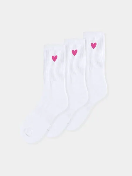 erlich textil erlich textil Andi Tennis Socken 3er Pack aus Bio-Baumwolle, Weiß/pink, – Produktbild 4 von 7