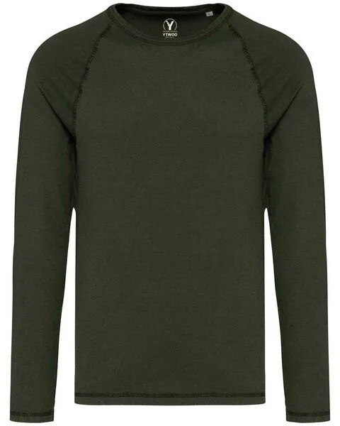YTWOO YTWOO GreenStyle Herren Raglan-Shirt: Longsleeve aus Bio-Baumwolle, Khaki, – Produktbild 1 von 4