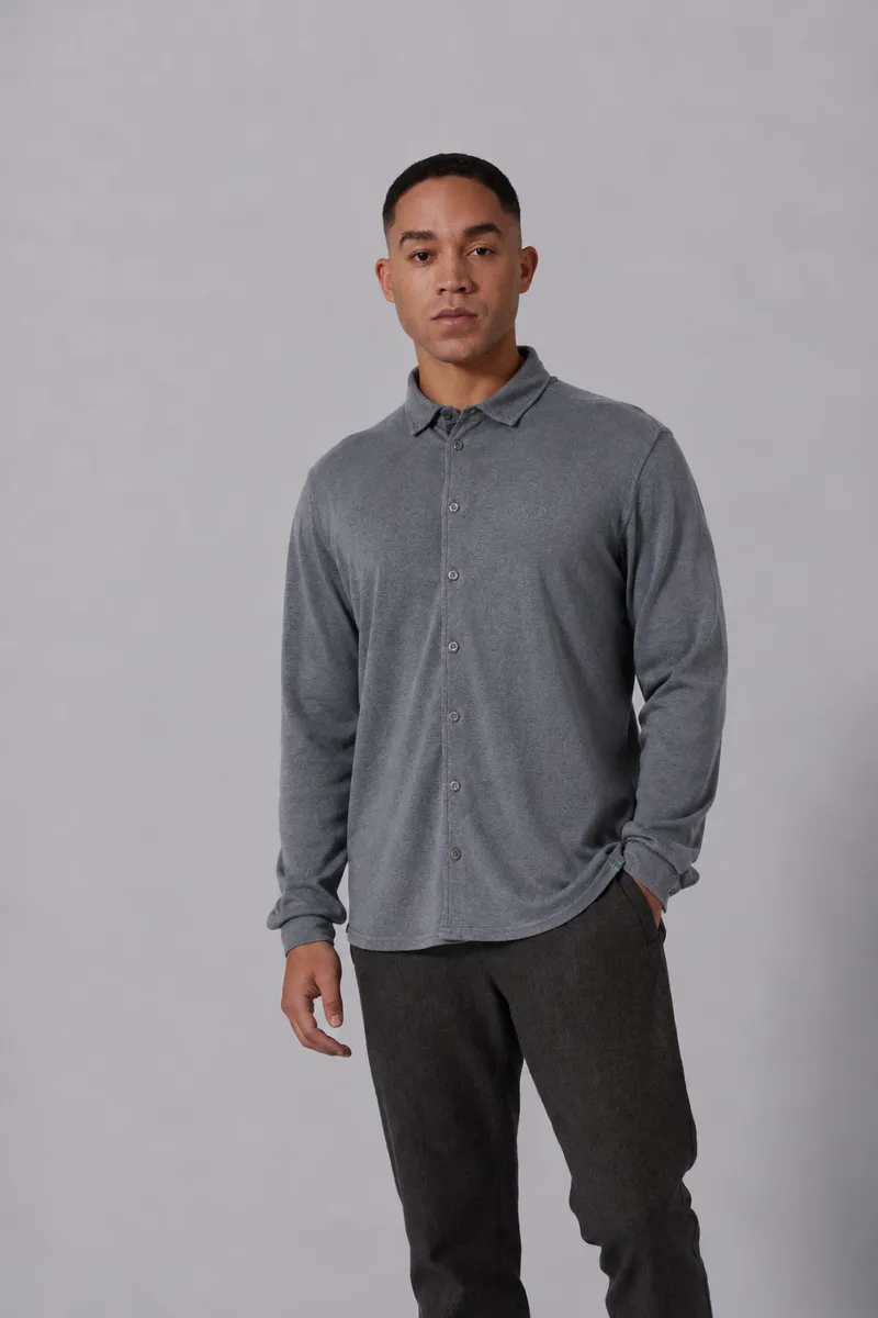 HempAge Hempage Herren vegan Shirt Aus Slub Jersey Schiefergrau, Grau, – Produktbild 2 von 2