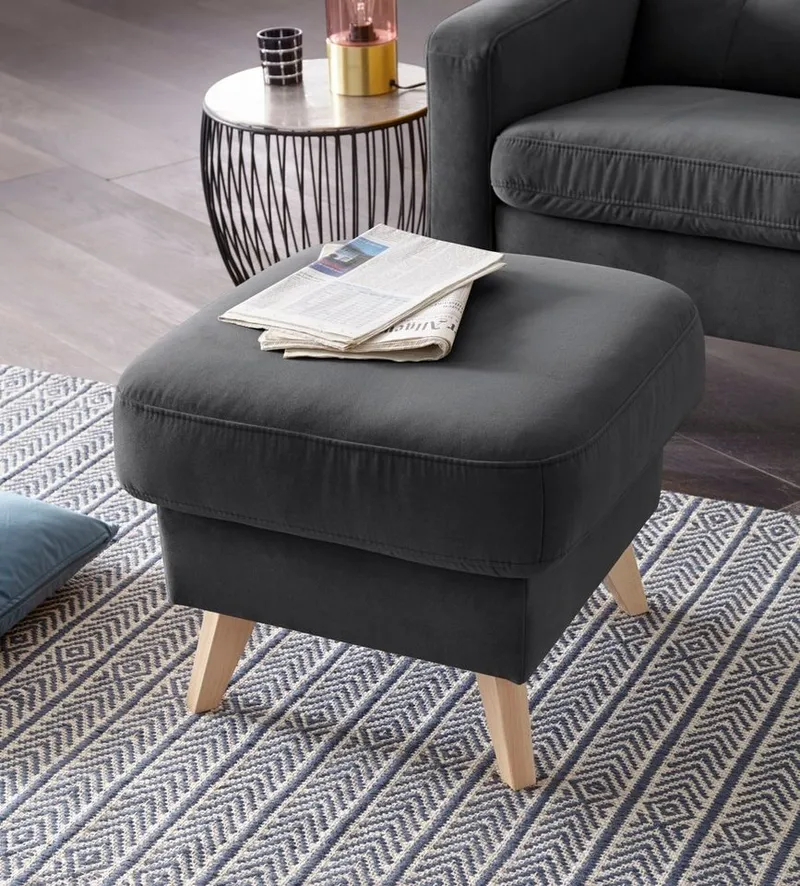 exxpo - sofa fashion Hocker Nappa mit praktischem Staufach unter der Sitzfläche, Gelb, – Produktbild 2 von 5