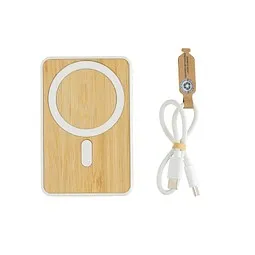 XD Collection Zen 5000mAh 5W magnetische Bambus-Powerbank aus RCS rPlastik, weiß, Weiß, – Produktbild 1 von 1