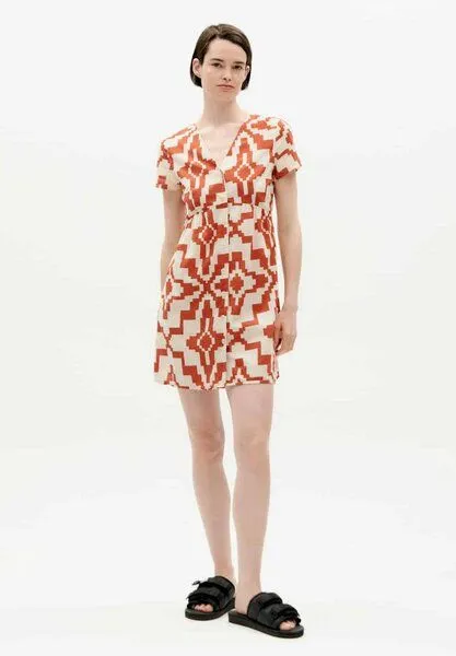 thinking mu thinking mu Dress - Hebe - aus Bio-Baumwolle, Rot (orange ilusion), – Produktbild 2 von 3