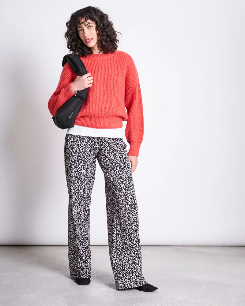 JAN N JUNE JAN 'N JUNE Damen vegan Hose Kiso Leo Druck, Schwarz, – Produktbild 1 von 2