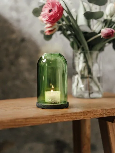 MaBe Windlicht Oh.Ha - Design by MaBe - clean und puristisch - das Kürzere, Grün, – Produktbild 1 von 4