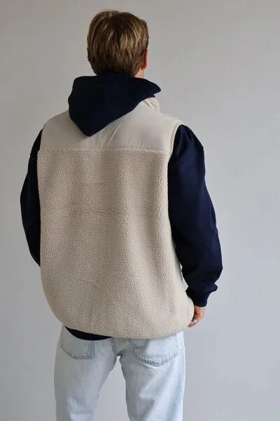 Kultgut Kultgut New Recycling Generation - Kuschelige Sherpa Fleeceweste / With Love, Beige, – Produktbild 3 von 4