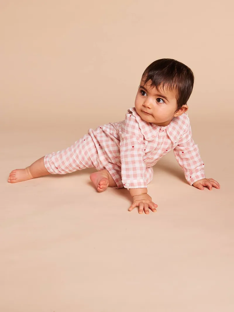 Envie De Fraise Baby Schlafanzug Vichy-Capsule ENVIE DE FRAISE pudrig, Pudrig rosa, – Produktbild 4 von 4