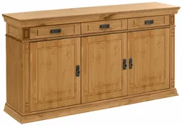 OTTO home Sideboard Vinales, kommode 3 Schubläden, 3 Türen, 2 Einlegeböden (B/T/H: 155/39/83 cm), Messinggriffe im Jugendstil, Zierleiste und eleganter Sockel – Produktbild 1 von 1