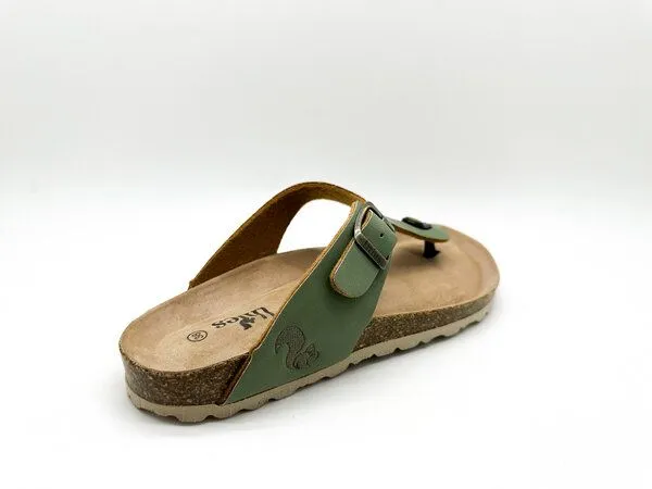 thies Vegane thies ® Eco Bio Thong Sandale aus rec. PET mit Kork-Tieffussbett, Basil, – Produktbild 4 von 4