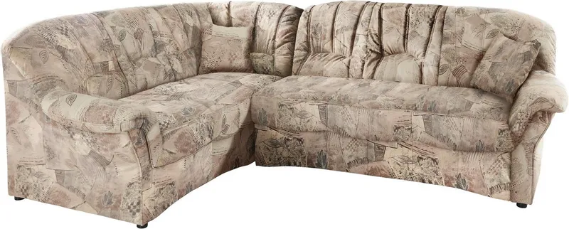 DOMO collection Ecksofa Bahia, zeitlos & elegant, Breite 256cm, bequeme Armlehnen, L-Form, Microfaser, Braun, – Produktbild 3 von 5