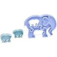 PETIKIDS PETIKIDS Montessori-Lernspielzeug aus Silikon – 3D-Puzzle: Elefantenmutter und ihre Jungen, Blau, – Produktbild 1 von 1