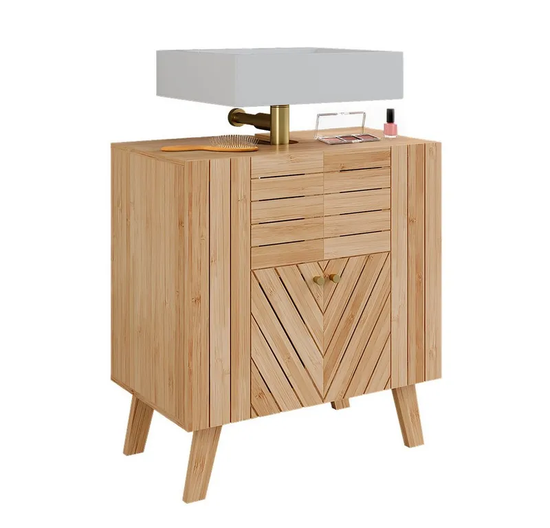 Vicco Waschbeckenunterschrank Lucie, Bambus, 60 x 65 cm mit 2 Türen (1-St), Braun, – Produktbild 5 von 5
