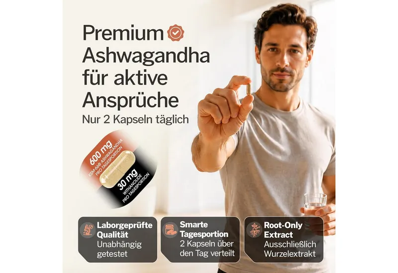 Pure Nature BIO Ashwagandha Kapseln KSM-66 hochdosiert, 30 mg Withanolide Kapseln, 67 g – Produktbild 4 von 5
