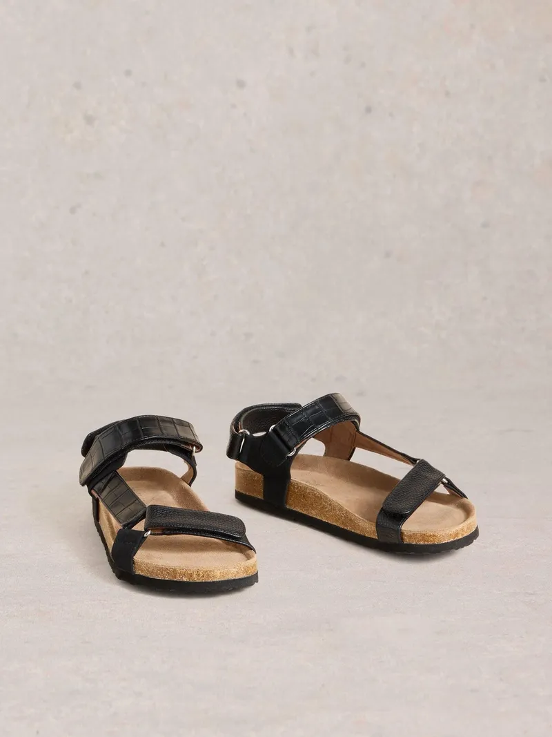 White Stuff Trekking Sandalen mit Fußbett - 38, Reines schwarz, – Produktbild 2 von 4