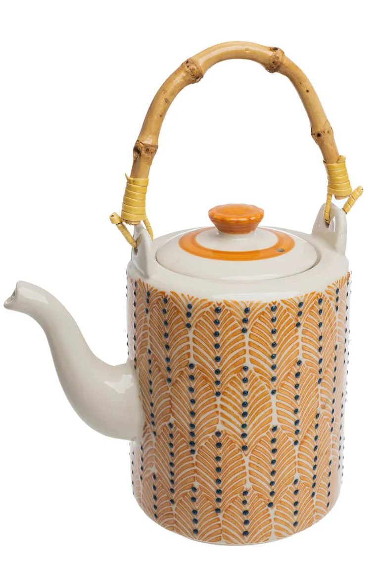Tranquillo Tranquillo Teekanne MIIX'N'MATCH – Steinzeug & Rattan, Orange, – Produktbild 5 von 5