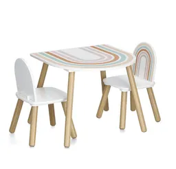 Zeller Present Kindertisch Kinderzimmermöbel RAINBOW aus MDF und Kiefer, Tisch + 2 Stühle (funktional), keine – Produktbild 1 von 1