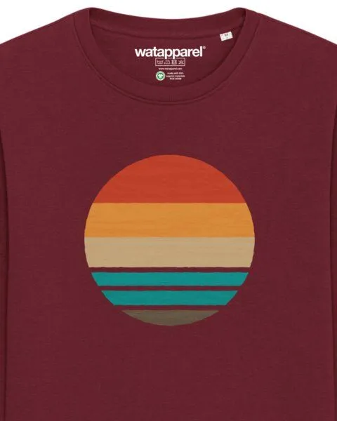 watapparel watapparel Sweatshirt Unisex Retro Sunset Ocean, Burgundy, – Produktbild 3 von 4