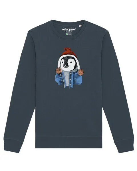 watapparel watapparel Sweatshirt Unisex Pinguin, India ink grey, – Produktbild 1 von 3