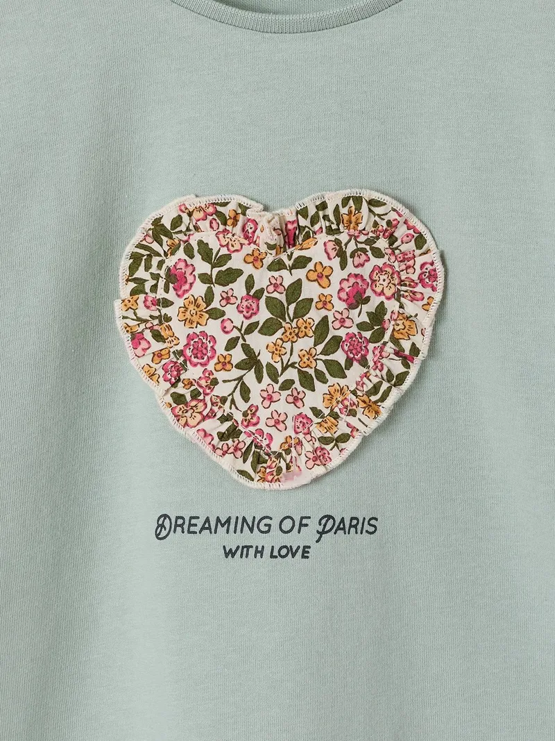 Vertbaudet T-Shirt mit kurzen Volantärmeln Mädchen salbei, Salbeigrün, – Produktbild 3 von 3