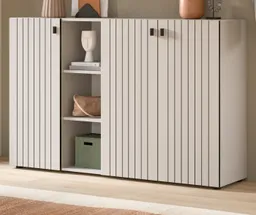 Inn.Furn Garderoben-Set Loreno, (Flurgarderobe in Kaschmir / Sand mit Schwarz, Set 3-teilig, 195 x 192 cm), mit großer Schuhkommode – Produktbild 1 von 1