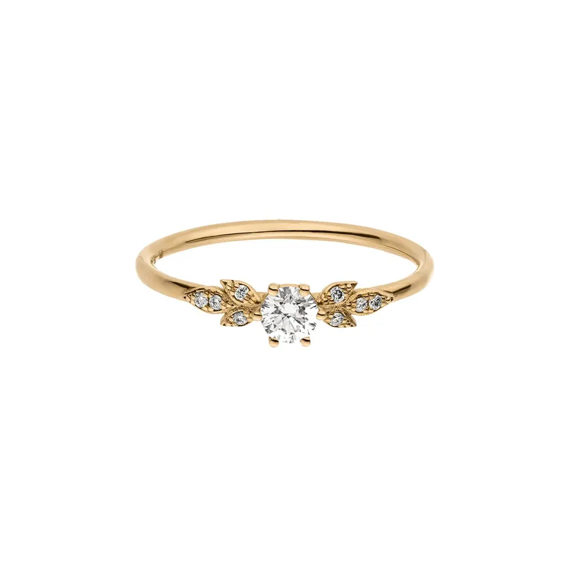 Maren Jewellery Wild Leaves Verlobungsring - 58 / 18K Gelbgold & Labordiamanten – Produktbild 1 von 1