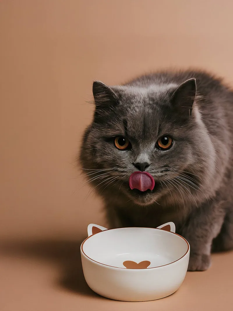 Vertbaudet 2er-Set Katzen-Näpfe aus Keramik mit Katzenohren, Weiß herzen, – Produktbild 2 von 4