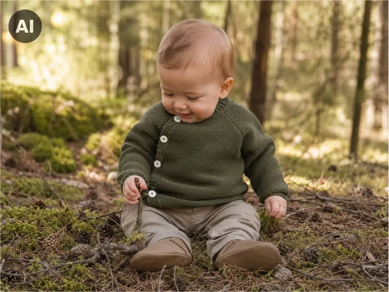 Reiff Strickwaren Reiff Strickwaren Baby Jacke Schlüttli Bio-Merinowolle, Grün, – Produktbild 2 von 2