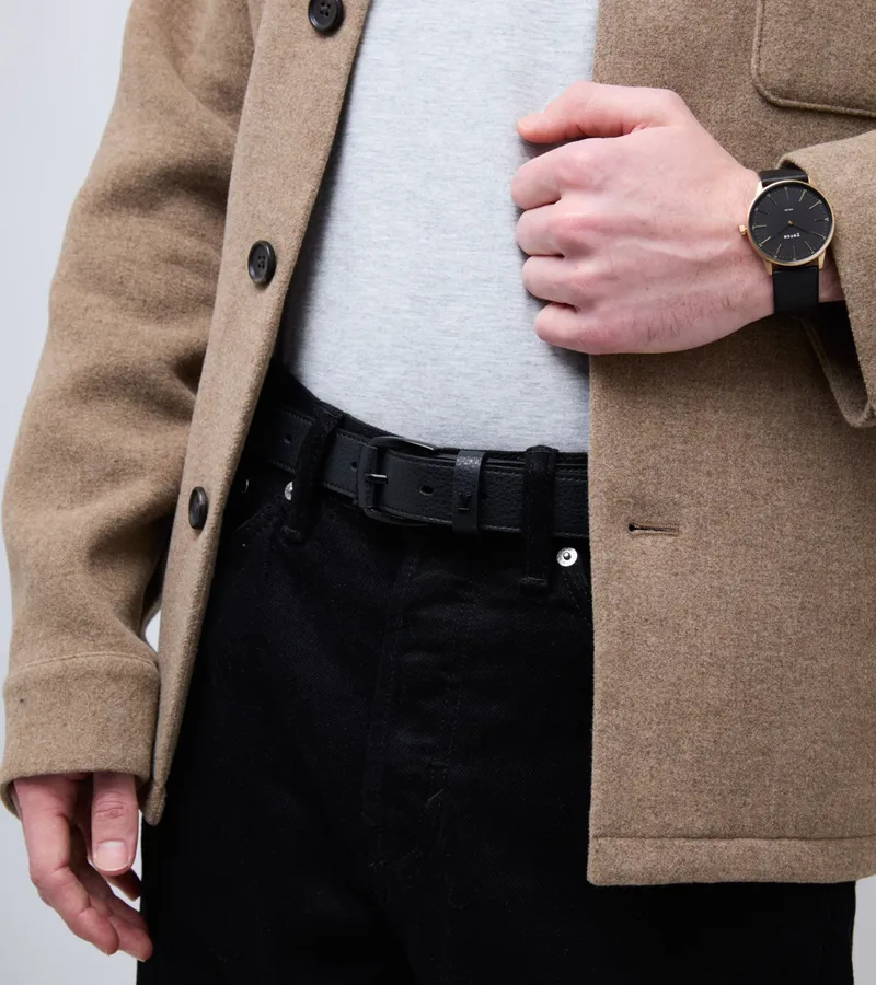 Votch Votch Herren vegan Kontrastgürtel Milo Schwarz, Schwarz, – Produktbild 1 von 2