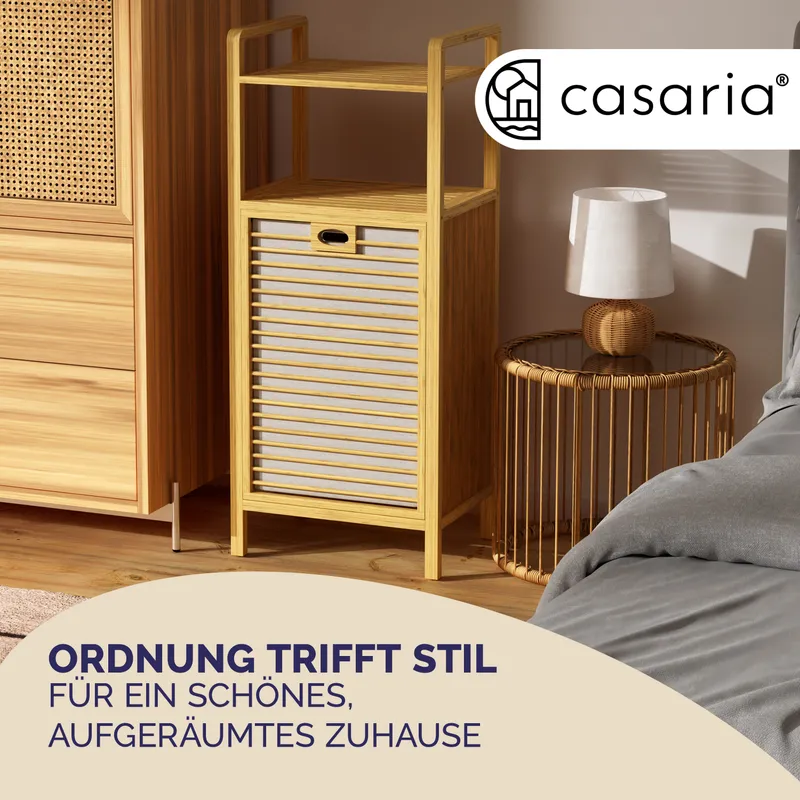 Casaria® Badregal Wäschekorb 2er-Set Bambus 43L Wäschesack herausnehmbar, Braun, – Produktbild 2 von 2