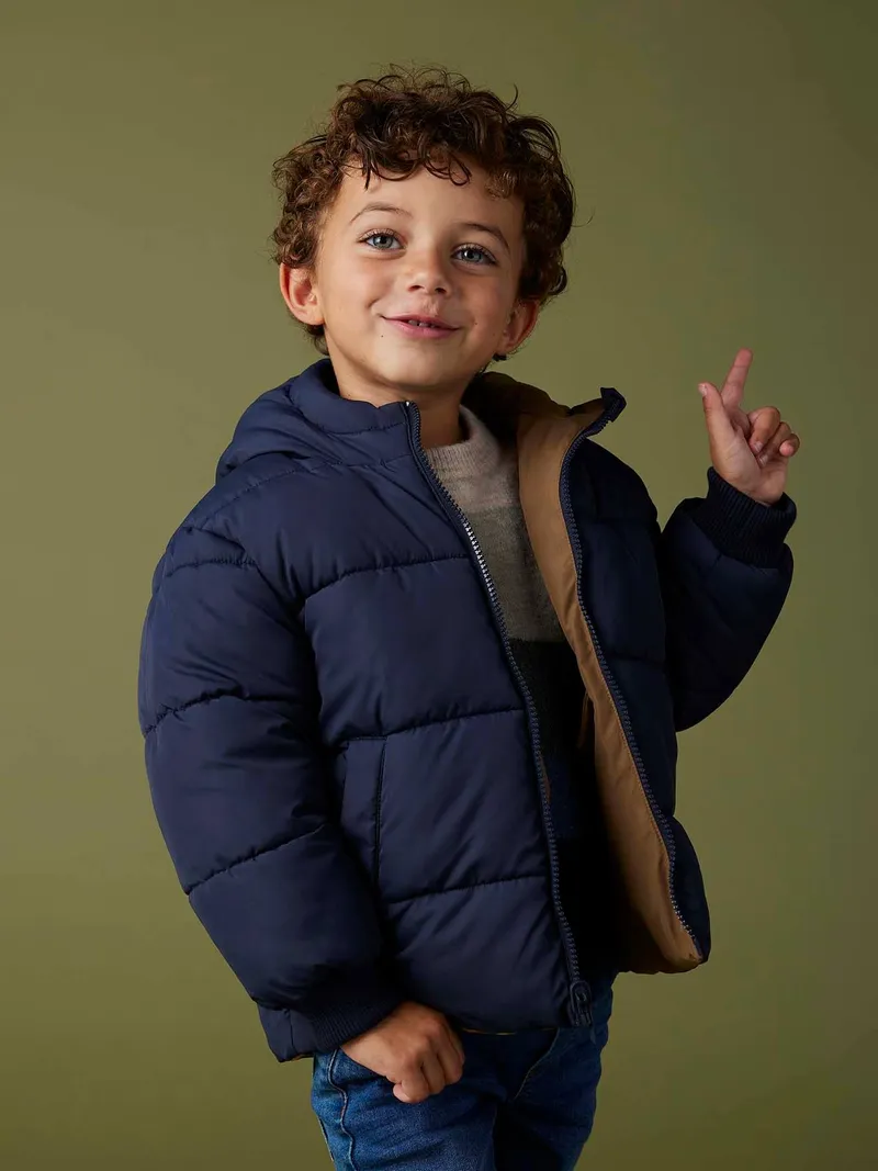 Vertbaudet Wendbare Jungen Jacke mit Kapuze und Polyester, Bronze, – Produktbild 1 von 4