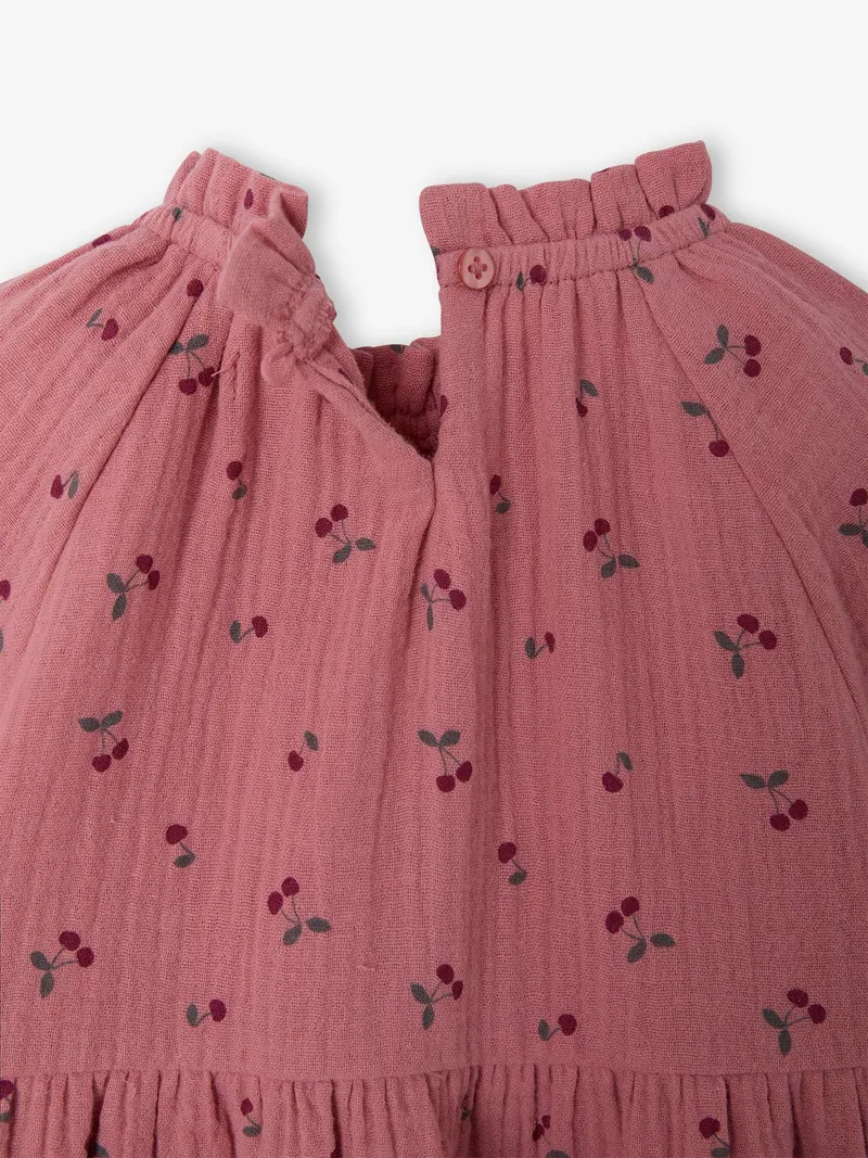Vertbaudet Vertbaudet Mädchen Baby Volantkleid aus Baumwollmusselin, Rosa, – Produktbild 4 von 4