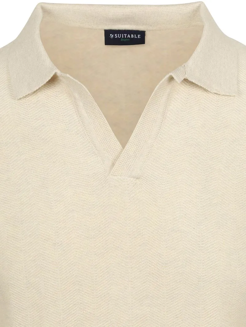 Suitable Suitable Knitted Poloshirt Riva Harring Ecru - Größe XXL, Wollweiß, – Produktbild 3 von 5