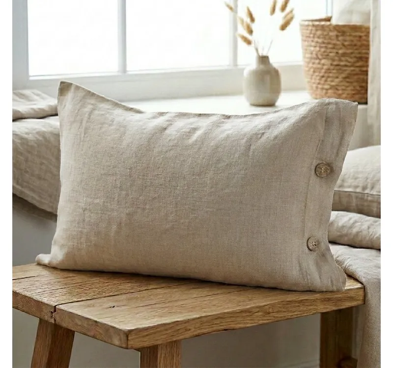 Interior by Hakito Kissenbezug 100% reine Leinen 180g/m² GOTS BIO zertifiziert, Beige, – Produktbild 4 von 5