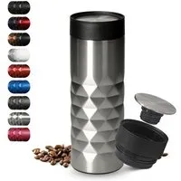 elasto elasto Thermobecher 440 ml aus Edelstahl - doppelwandiger Kaffeebecher to go - auslaufsicherer Isolierbecher, Silber, – Produktbild 1 von 1