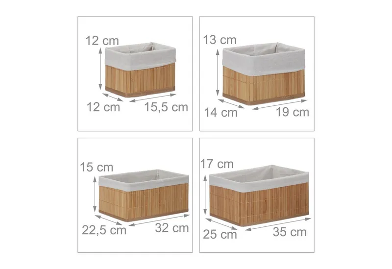 RELAXDAYS RELAXDAYS Aufbewahrungskorb Bambus 6er Set (6 St), Braun, – Produktbild 4 von 5