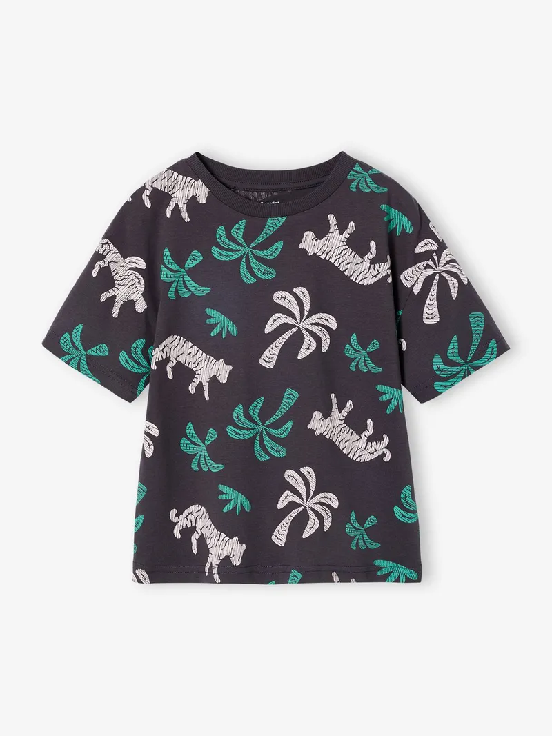 Vertbaudet T-Shirt bunter Alloverprint Jungen, Anthrazit, – Produktbild 2 von 4
