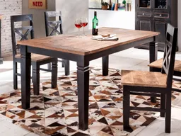 SIT Esstisch Sighișoara aus Mangoholz im Vintage-Design, Schwarz-honigfarbener Kontrast im charmanten Antik-Look – Produktbild 1 von 1
