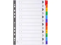 Exacompta 20 Exacompta Register, 12 Taben farbig numerisch, 160 g/m², DIN A4, weiß – Produktbild 1 von 1