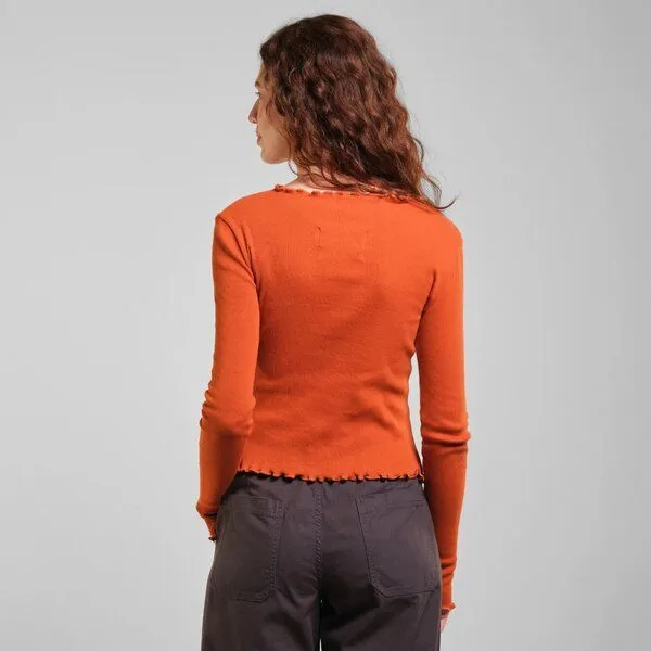 Dedicated DEDICATED Langarmshirt Ryd Rib - Cinnamon Orange – Produktbild 3 von 3
