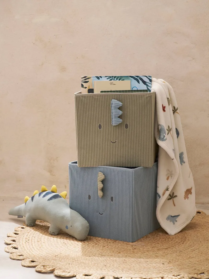 Vertbaudet 2er-Set Kinderzimmer Aufbewahrungsboxen MINISAURUS salbei, Salbeigrün, – Produktbild 1 von 3