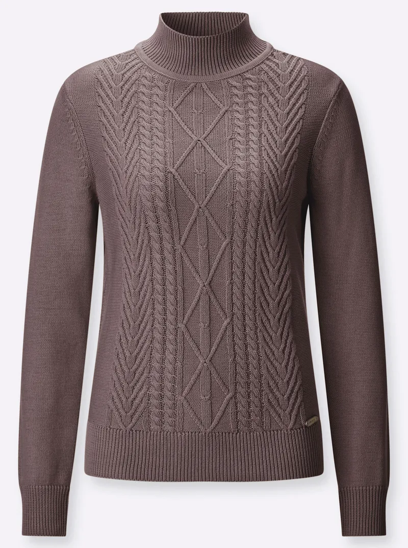 Witt Stehkragenpullover dunkeltaupe, Dunkeltaupe, – Produktbild 1 von 3