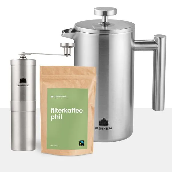 GROENENBERG GROENENBERG Kaffee Set 3 | French Press + Bio Kaffeebohnen 250g + Kaffeemühle – Produktbild 2 von 4