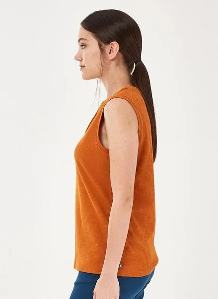 ORGANICATION ORGANICATION Top aus Bio-Baumwolle in Jacquard Jersey, Caramel, – Produktbild 3 von 4
