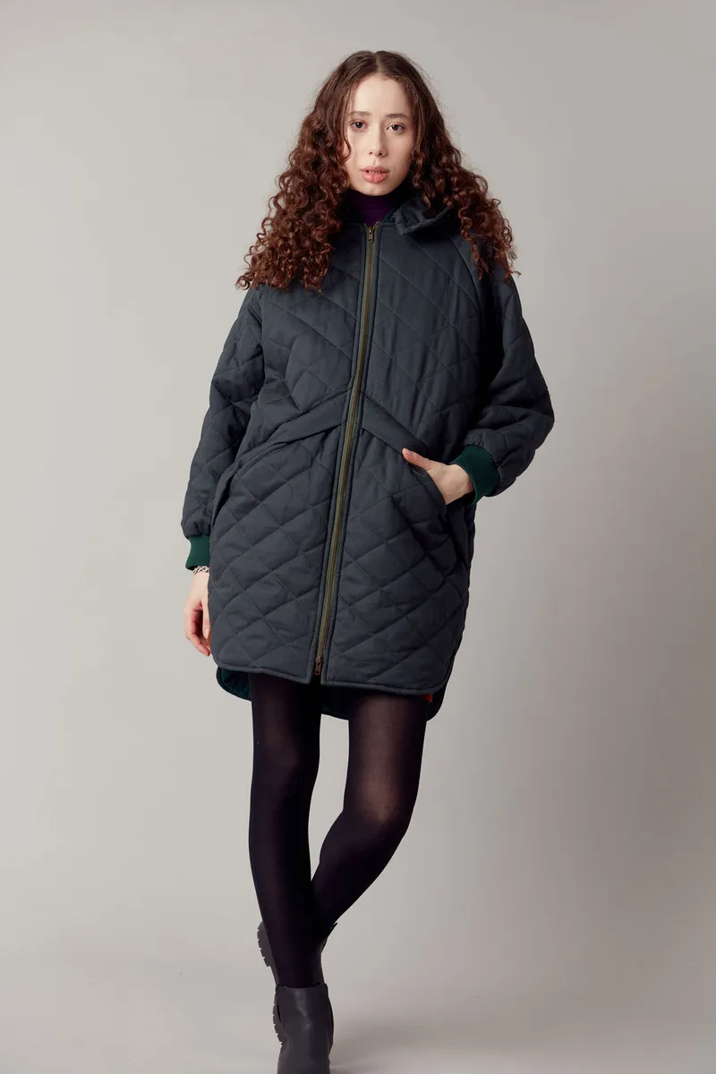 KOMODO KOMODO Damen vegan Mantel Daniella Efeugrün, Dunkelgrün, – Produktbild 1 von 2