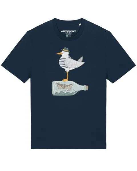 watapparel watapparel T-Shirt Unisex Möwe mit Hut, French navy, – Produktbild 1 von 3