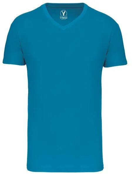 YTWOO YTWOO Basic Herren T-Shirt mit V-Ausschnitt aus Bio-Baumwolle, Tropical blue, – Produktbild 2 von 2