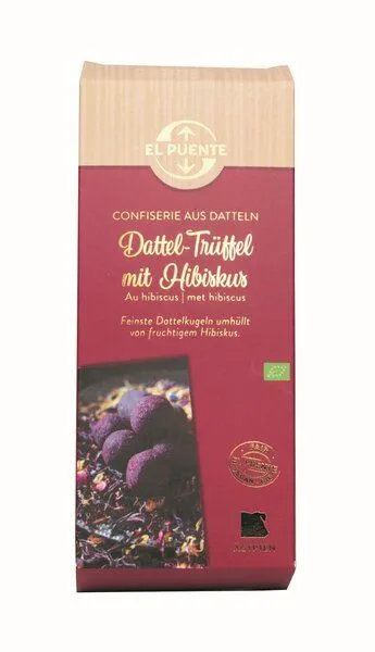 El Puente El Puente Vegane Bio-Dattel-Trüffel Kugeln mit Hibiskus | Fair Trade | Bio-zertifiziert | Vegan | Glutenfrei, Mehrfarbig, – Produktbild 1 von 1
