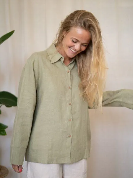 FUXBAU FUXBAU Frauen Leinenbluse, Salbei, – Produktbild 2 von 4